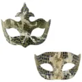 Paar Masken Set, gold schwarz Krokodil Muster Halbgesicht Maske fuer Party Kostuem. - Set 2