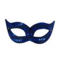 Blauwe pailletten masker voor carnaval en feest. Glanzend PVC half gezicht masker. - Pailletten Kleine Schoonheid - Blauw
