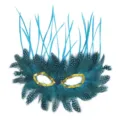 Blauwe Veren Masquerade Masker met Gouden Pailletten Carnaval Feest Variant Blauw - Blauw