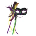 Karneval Feder Maske lila gold grün Glitzer Halbgesicht Maskerade Party Maske - Schwarz-Stil 5
