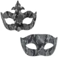 Set di maschere di Carnevale mezza faccia, stampa pelle di serpente grigia festa - Set 5