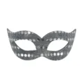 Zilveren pailletten masker voor carnaval, glanzend PVC half gezicht feest accessoire. - Pailletten Kleine Schoonheid - Zilver