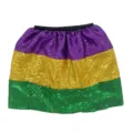 Mardi Gras Pailletten Party Rock in Lila Gold Gruen gestreift mit elastischem Bund. - Unterteile / Mardi Gras Rock