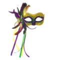 Lila gold grüne gefiederte Karneval Maske für Damen Maskenball Party Halbgesicht Maske - Goldfarbe-Stil 4