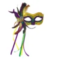 Feder Maskenball Maske Lila Gold Grün Glitzer Karneval Party Halbgesicht Kostüm - Goldfarbe-Stil 1