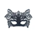 Black glitter half-face lace mask for Halloween, masquerade party, and performance dress-up. - Black