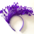 Purple feather headband variant, stylish party hair accessory, non-clamping head hoop. - Purple