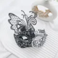 Black silver butterfly masquerade mask for women and men party half face ball costume - Black Silver Butterfly Mask