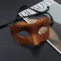 Copper glitter masquerade mask with black ribbons for holiday party and Halloween events. - Orange