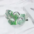 Retro half face masquerade mask green silver swan design party Halloween costume accessory - Silver Green