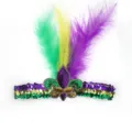 Karneval Pailletten Feder Stirnband Party Kostüm Haarschmuck Festival Requisite Neu - Einheitsgröße / Neuer Pfeilspitzen Stil / Gold Grün Lila