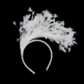 White feather headband elegant hair hoop party prom festival headwear fashion accessory - White