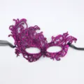 Heet gestempeld kant feniks masker sexy koningin feestmasker met zwarte linten - Feniks-ontwerp / Paars