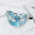 Retro blue and silver swan half-face masquerade mask for party and Halloween events. - Silver Blue