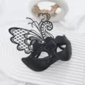 Black masquerade mask Venetian butterfly half face party costume accessory elegant style - Pure Black Butterfly Mask