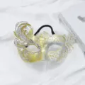 Vintage masquerade mask gold silver half face swan party Halloween costume ball prop - Two-tone Gold Silver
