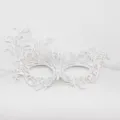 Witte kant fenox masker sexy koningin masquerade feest performance dubbel lint - Feniks-ontwerp / Wit