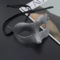 Silber Glitzer Maskerade Maske fur Halloween Party, venezianische Retro Gesichtsmaske mit Band. - Silber