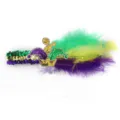 Karneval Pailletten Feder Haarreif, grün gold lila Party Kopfschmuck für Festlichkeiten. - Seitenstirnband Stil