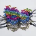 Kleurrijk Kant Masquerade Masker Sexy Koningin Feest Optreden Masker met Zwarte Linten - 4-delige set / Set van 4 / Gemengde Kleur