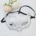 White masquerade mask half face retro eye mask elegant party dress up Halloween accessory new - Spray Painted Fox / White