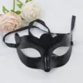 Black Venetian masquerade half face mask, vintage carved eye mask for party and Halloween. - Spray Painted Butterfly-Black