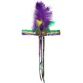 Mardi Gras Feder-Stirnband mit Pailletten und Fleur-de-lis-Emblem für Karneval - Federn-Pailletten-Pfeil Modell A
