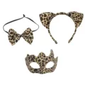 Ensemble de costume léopard avec serre-tête oreilles de chat nœud papillon et masque. - Ensemble 3 Pièces Polygonal
