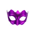 Máscara de mascarada de PVC metálico morado, antifaz de fiesta con borde festoneado. - Púrpura / Banda Elástica Ajustable