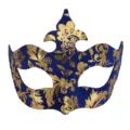 Máscara de mascarada veneciana azul dorada, media cara para fiesta de disfraces y accesorios de escenario - Azul