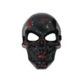 Black skull mask with red blood splatter for Halloween cosplay, scary costume party props. - Black With Blood