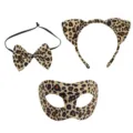Ensemble de costume imprimé léopard avec serre-tête oreilles de chat et masque de fête. - Ensemble 3 Pièces Zorro