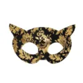 Masque de chat noir et or pour fete masquee, loup venetien de costume pour femmes. - Noir