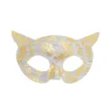 Masque de chat en PVC à fleurs dorées pour femme fête masquée, élégant loup vénitien de bal. - Blanc