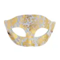 Maschera veneziana metà viso grigio oro motivo floreale festa in costume maschera - Bianco