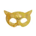 Masque de chat doré en PVC pour femme fête costumée bal masqué vénitien loup élégant - Or