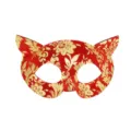 Masque chat rouge et or pour bal masqué femme carnaval costume déguisement accessoires - Rouge