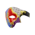 Maskerade Halbmaske Halloween Phantom Oper Party Kostüm Verkleidung bunte Maske Design - Bemalte Musiknoten Halbgesicht - Schwarz Lila Rot