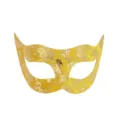 Venetiaans masker half gezicht, geel gouden bloemenpatroon feest kostuum accessoire. - Goud