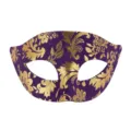Elegante maschera di carnevale viola e oro veneziana mezza faccia per festa in costume - Blu