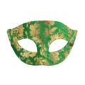 Maschera veneziana mezza faccia verde e oro per festa in costume, ballo e feste di eventi. - Verde