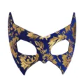 Blue and gold bat masquerade mask for Halloween parties, sexy half face costume eye mask. - Blue