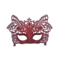 Red glitter masquerade mask half face party eye mask for halloween costume dress up. - Red