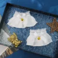 Polsini in pizzo Lolita bianco con fiocco dolce e campanello d'oro, accessorio. - Bianco con campanello