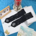 Black lace arm sleeves mesh fingerless gloves gothic stage performance fashion apparel accessories. - Black