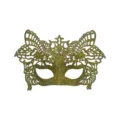 Gold glitter masquerade mask, half face lace eye mask for Halloween party and costume dress. - Gold