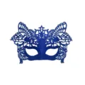 Blue glitter masquerade mask lace butterfly half face eye mask for Halloween party dress up - Blue
