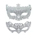 Set de masques de bal masqué argentés brillants, masques vénitiens pour fête et cosplay. - Ensemble argenté rétro