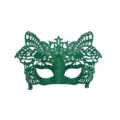 Green Glitter Masquerade Mask Half Face Cat Butterfly Eye Mask for Halloween Party Costume - Green