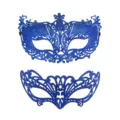 Ensemble de masque vénitien à paillettes bleues, masque de bal demi-visage élégant. - Ensemble bleu rétro